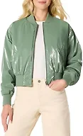 Amazon Essentials Women's Relaxed-Fit Denim Bomber Jacket, Sage Green, Small