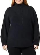 Amazon Essentials Women's Sweaters, Dressy Casual, Mid Gauge Stretch, Half Zip, Polo Collar, Black, Large