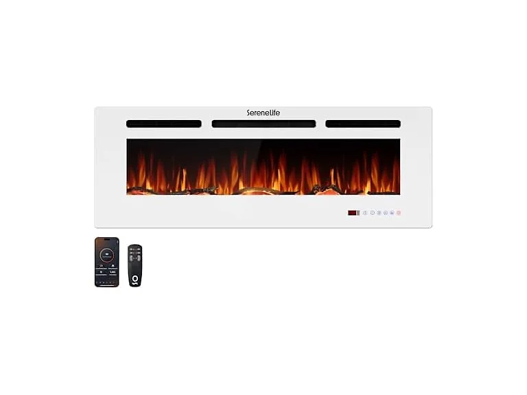 SereneLife Electric Fireplace Insert with Heater White