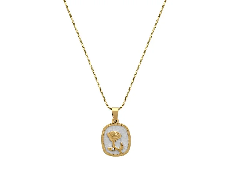 18K Gold Plated Rose Pendant Necklace