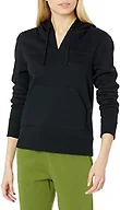 Amazon Essentials Women's Classic-Fit Long-Sleeve V-Neck Hooded Sweatshirt with Kangaroo Pocket, Black, XX-Large
