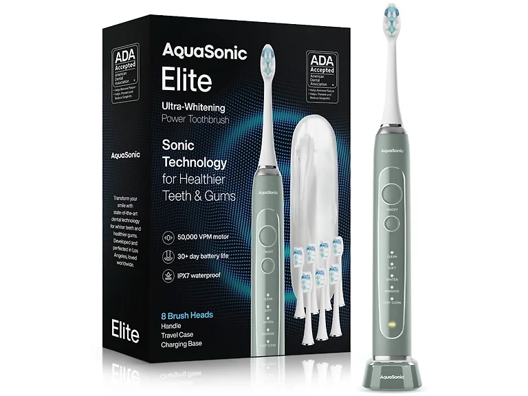 AquaSonic Elite Toothbrush Set Green