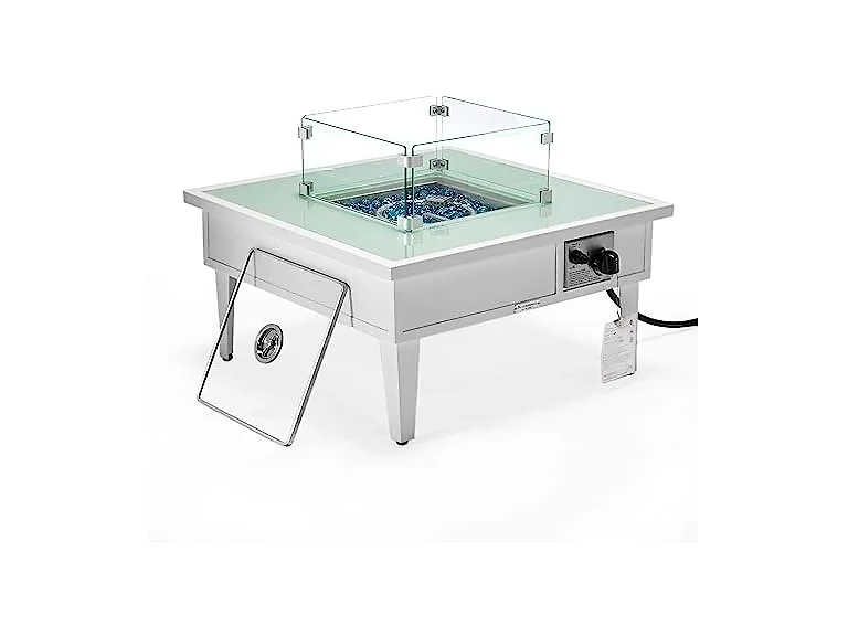 LeisureMod Walbrooke Modern Outdoor Square Fire Pit Table