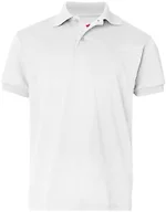 Hanes Big Boys' Short Sleeve Eco Smart Jersey Polo, White, Medium