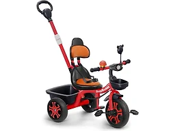 SvgBoMit Kids Tricycle w/ Push Bar Storage Basket Red