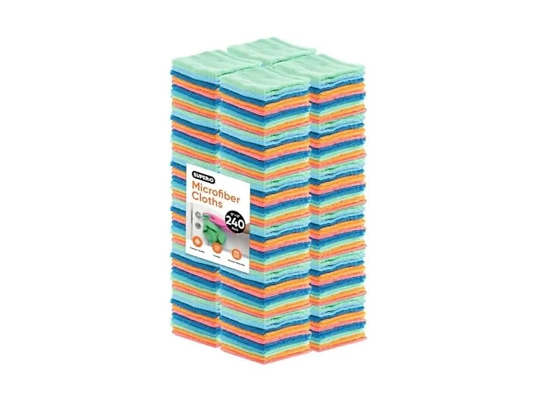 Superio Microfiber Cleaning Cloths Color-Coded for Easy Organization 144 Pack
