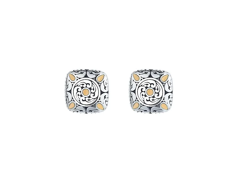 Silver Two Tone Artisan Stud Earring