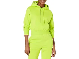 Amazon Essentials Women's Crop Pullover Hoodie Sweatshirt with Kangaroo Pocket (Available in Plus Size), Lime Green, 5X