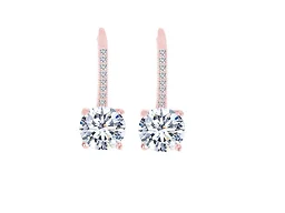 AAA IGT-DAAS-DBE1679-R Round Cut Crystal Leverback Earrings 18K Rose Gold 