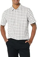 Amazon Essentials Men's Short-Sleeve Regular-Fit Stretch Poplin Shirt Shirt, -Pink/White, Buffalo Plaid, Medium