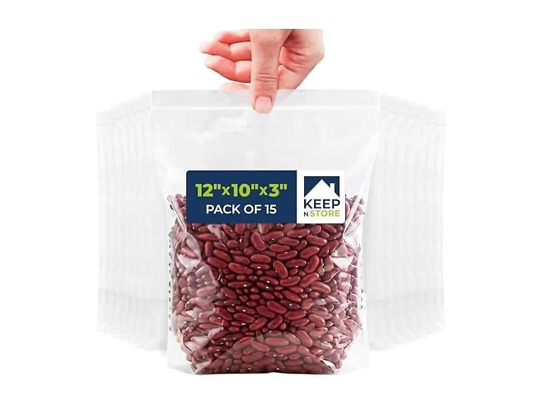 Gusseted Reclosable Bags with Bottom Gusset, Pack of 15 