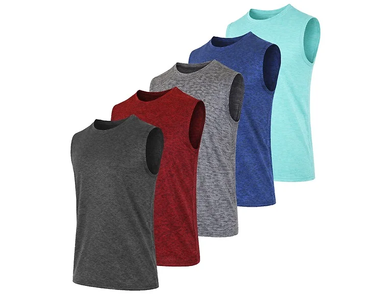 5Pk Marled Moisture Wicking Muscle Tee