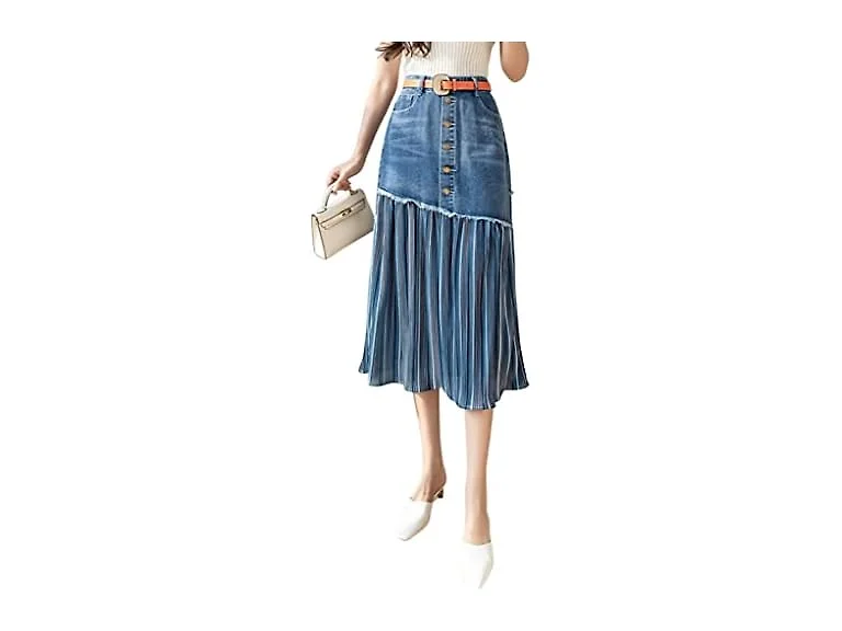 Chartou Women (M) Elegant High Waist Pleated Skirt