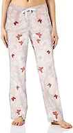 Amazon Essentials Women's Cotton Pajama Pants, Breathable Poplin Sleep Pant with Drawstring Elastic Waist, Pink Butterflies, Large