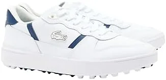 Lacoste Men's T-Clip Golf Leather Golf Shoes, White/Navy, 8.5
