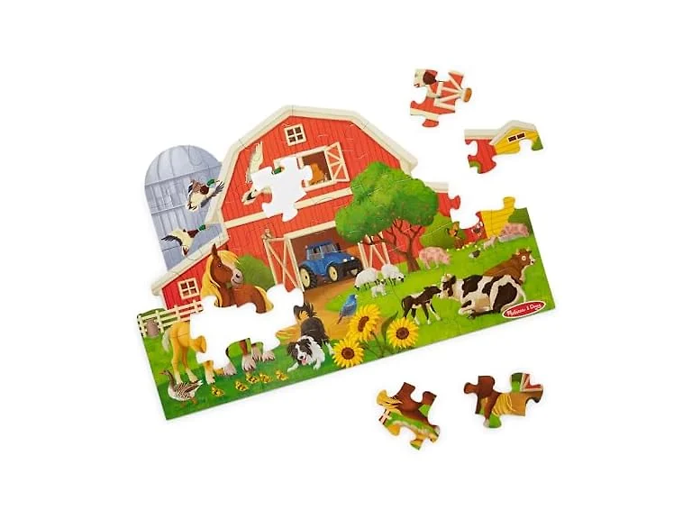 Melissa & Doug Busy Barn Shaped Jumbo Floor Puzzle, 32-Piece