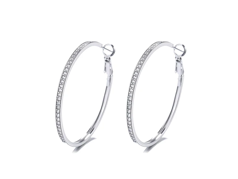 14K White Gold Large Hoop Earrings