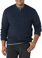 Amazon Essentials Men's Long-Sleeve Soft Touch Henley Sweater, Navy, Small
