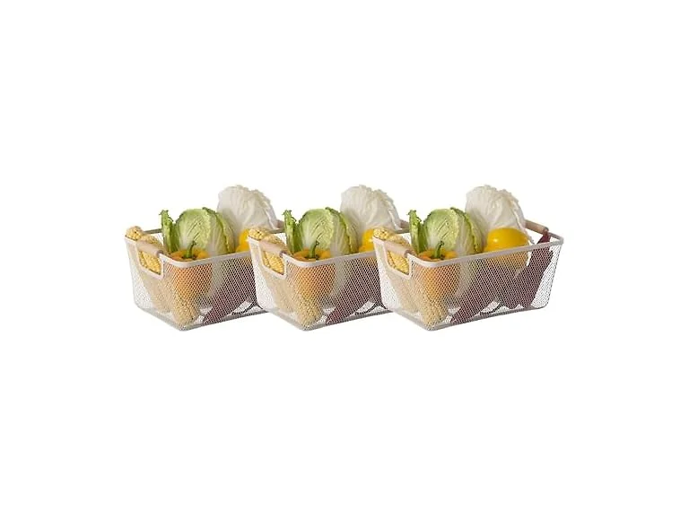 Basicwise Set of 3 Small Multipurpose Metal Mesh Basket