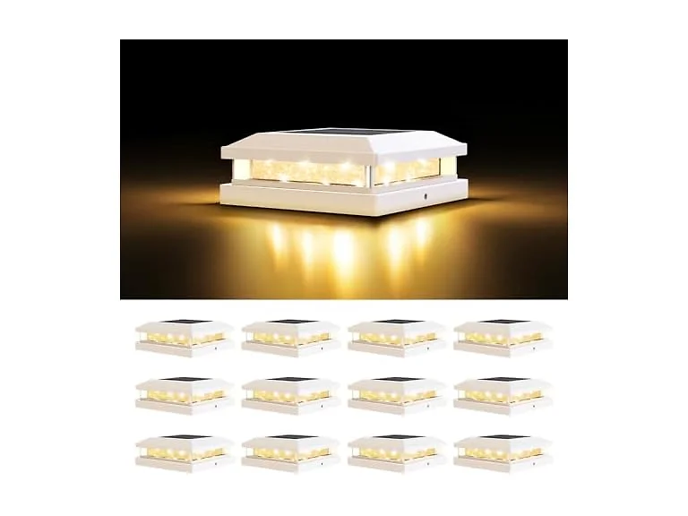 Brightever Solar Post Cap Lights Outdoor 12-Pack White