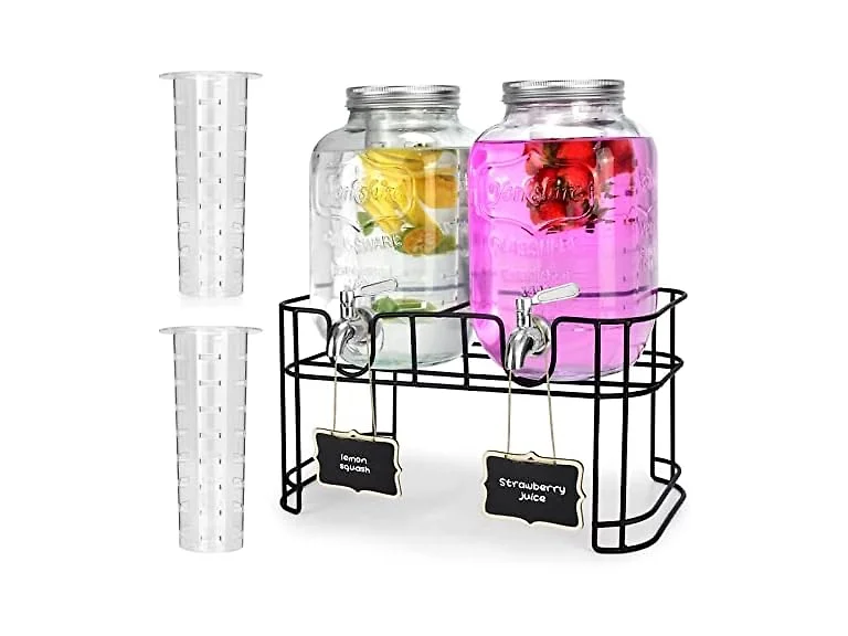 DD&HAPP Glass Drink Dispenser W/ Stand