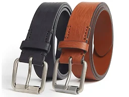 Giorgio Brutini CB-GB-8030-41-BLK-COG-M M (32-36) G.B. Rugged Leather Casual Belt (2-Pack) - Black & Cognac Brown/Brushed Nickle