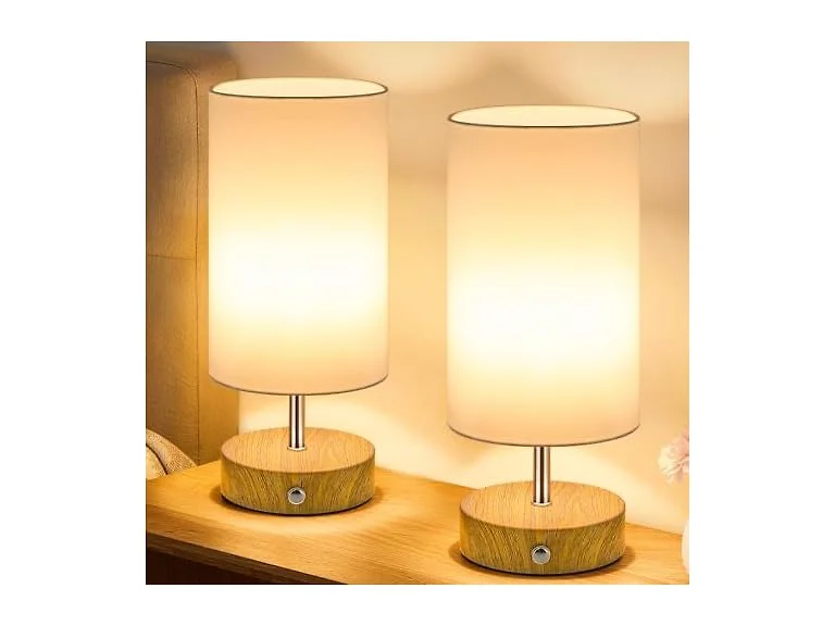 TOBUSA Touch Table Lamp Wood 2 Pack