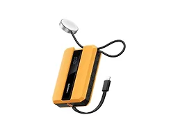 VEEKTOMX PD 30W Power Bank Fast Charging with Built-in Cable for iPhone, Small Portable Charger 10000mAh, Portable Apple Watch Charger, Compact Battery Pack for iPhone 14/13/12/11/iWatch, Yellow