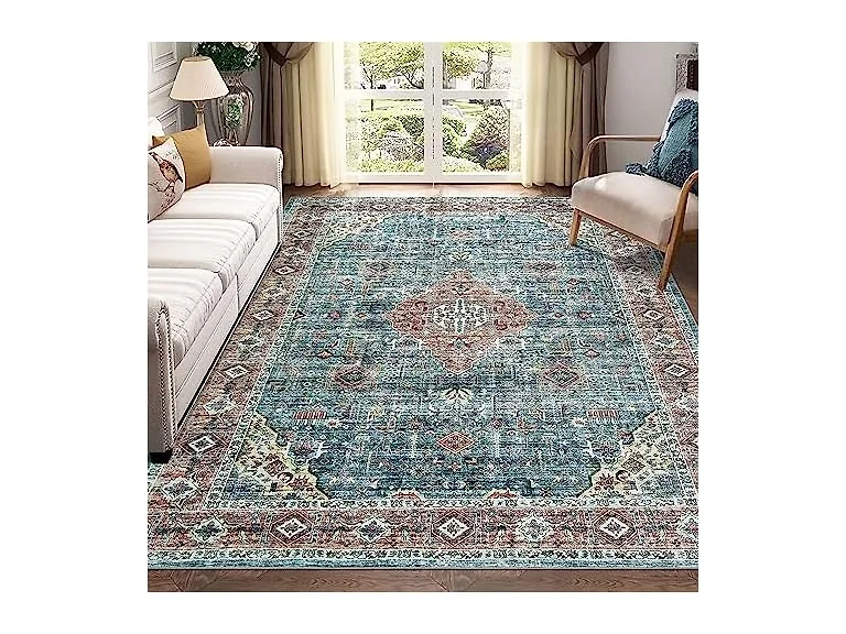 IMINROME 8x10 Vintage Area Rug, Green
