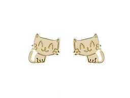 AAA IGT-DAAS-DEBS7242-G Sterling Silver Cat Earrings Gold 