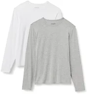 Amazon Essentials Men's Long Sleeve Super Soft Modal Undershirt, Pack of 2, Medium Grey Heather/White, Medium