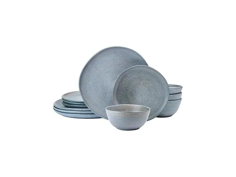 Mikasa Benson 12 Piece Stoneware Dinnerware Set Blue (Open Box)