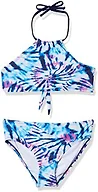 Kanu Surf Girls, Mahina UPF 50+ Beach Sport Halter Bikini 2-Piece Swimsuit, Camille Denim, 3T