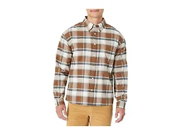 Amazon Essentials Men's Modern Oversized-Fit Cotton Button-Down Oxford Shirt, Brown Mint Country Plaid, Large