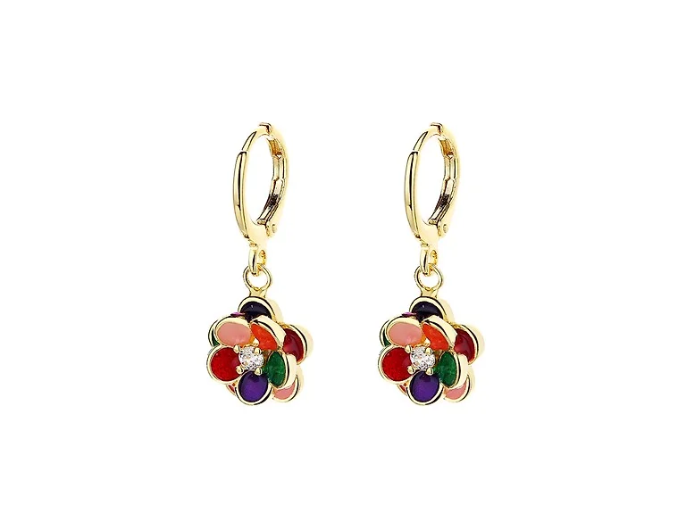 Gold Plated Floral Dangle Drop Earrings
