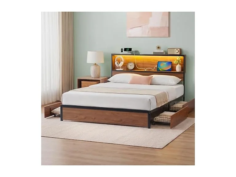 Zinus Kai Platform Bed Frame, Four Underbed Storage Drawers, Full
