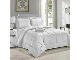 Luxury Home 8PC EMB BEDBAG-WHI-Q Queen Down Altern