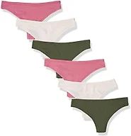 Amazon Essentials Women's Breathable Microfibre Seamless Panties (Available in Plus Size), Pack of 6, Dark Military Green/Rose/Soft Pink, XX-Small