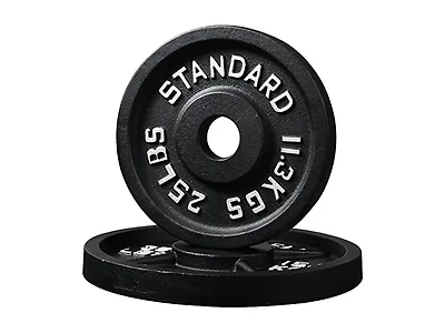 Signature Fitness Olympic 2-Inch Cast Iron Plate Weight Plate , 25LB Pair