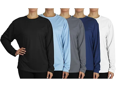 5Pk Womens L/S Loose Fit Performance Shirt