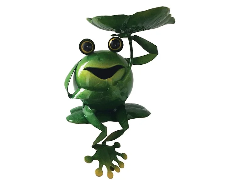 9.5" Iron Frog Bird Feeder