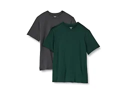 Amazon Essentials Men's Active Quick Dry Moisture Wicking Tech Stretch Lightweight Short-Sleeve T-Shirt, Pack of 2, Dark Green/Heather Graphite, Medium