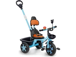 SvgBoMit Kids Tricycle w/ Push Bar Storage Basket Blu