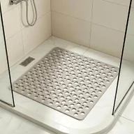 Casa and Beyond Shower Mat, Secure Shower Mats Easy to Clean, Showers Mat with Suction Cup, Washable Non-Slip Bathtub Mats for Inside Showers (Khaki, 20.9" x 20.9")