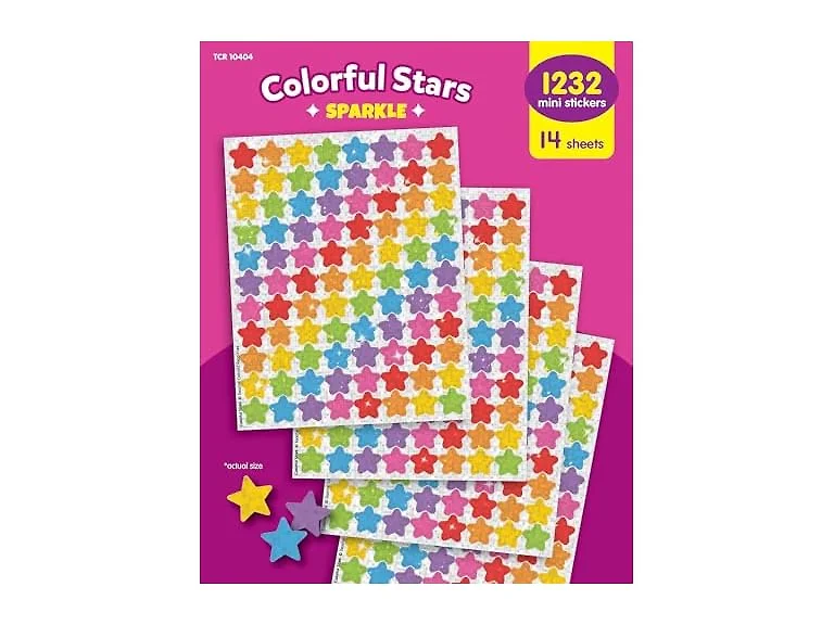Teacher Created Resources Colorful Stars Sparkle Mini Stickers
