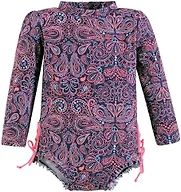 Hudson Baby Girls Rashguard Baby and Toddler Swimsuit, Paisley Punch, 6-7 Years