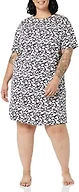 Amazon Essentials Women's Cotton Modal Knit Jersey Sleep Tee Nightdress, Navy Silhouette Floral, Medium