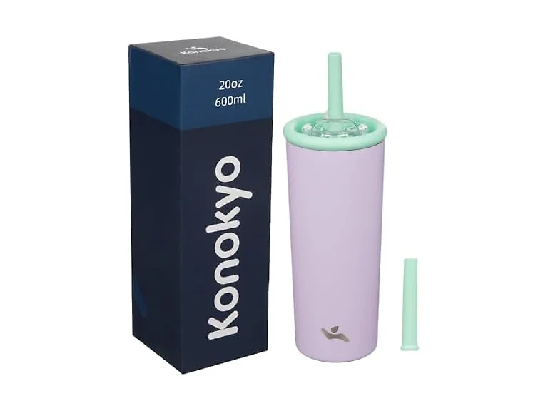 Konokyo 20oz Insulated Tumbler with Lid and Straw,Purple