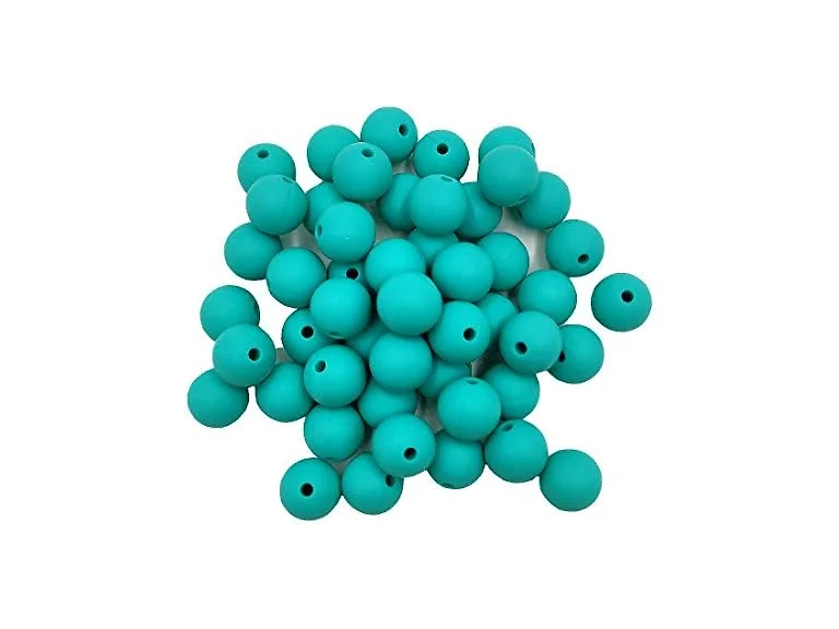 50pcs Turquoise Color Round Silicone Beads 15mm