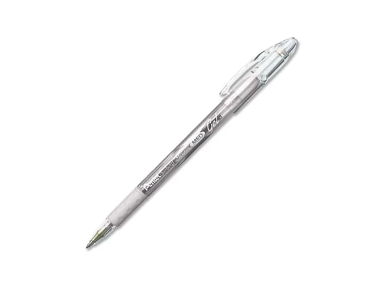 Pentel Gel Roller Pen, Waterproof, Medium Silver Metallic Ink
